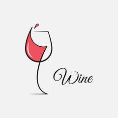 Wall Mural - Wine glass logo on white and red background