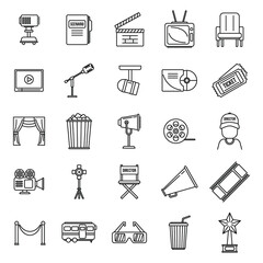 Wall Mural - Studio stage director icons set. Outline set of studio stage director vector icons for web design isolated on white background