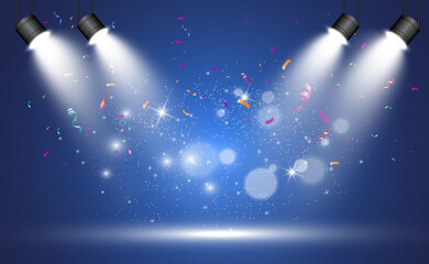 Poster - Lots of colorful tiny confetti and ribbons on transparent background. Festive event and party. Multicolor background.Colorful bright confetti isolated on transparent background