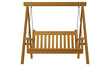 classic outdoor garden wooden hanging on frame porch swing bench furniture with ropes isolated on white background. 3d realistic vector illustration