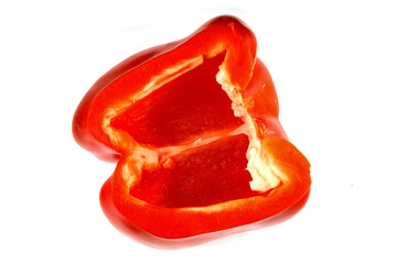 Poster - Sliced red bell pepper on a white background