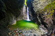 waterfall Kozjak falling in cave