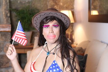 Hilarious Drag Queen Waving US Flag 