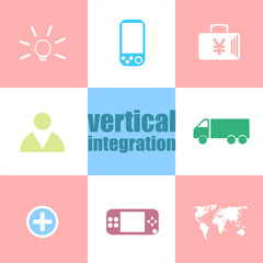 Poster - business concept. words vertical integration . infographic dashboard ui interface template
