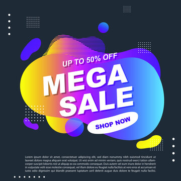 Mega Sale fluid, liquid gradient Banner template Design. You Can use for Mega Sale promotion. Advertising shopping flyers, discount banners