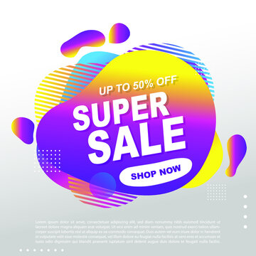 Super Sale fluid, liquid gradient Banner template Design. You Can use for Super Sale promotion. Advertising shopping flyers, discount banners