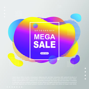 Mega Sale fluid, liquid gradient Banner template Design. You Can use for Mega Sale promotion. Advertising shopping flyers, discount banners