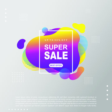 Super Sale fluid, liquid gradient Banner template Design. You Can use for Super Sale promotion. Advertising shopping flyers, discount banners
