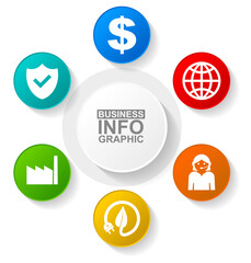 Aufkleber - Business infographic vector template for presentation, chart, diagram with 6 options