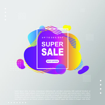 Super Sale fluid, liquid gradient Banner template Design. You Can use for Super Sale promotion. Advertising shopping flyers, discount banners