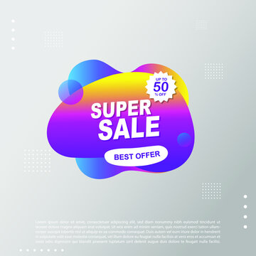 Super Sale fluid, liquid gradient Banner template Design. You Can use for Super Sale promotion. Advertising shopping flyers, discount banners