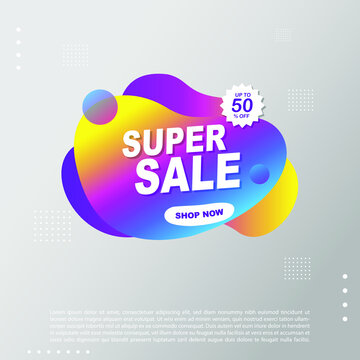 Super Sale fluid, liquid gradient Banner template Design. You Can use for Super Sale promotion. Advertising shopping flyers, discount banners