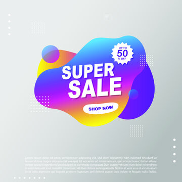 Super Sale fluid, liquid gradient Banner template Design. You Can use for Super Sale promotion. Advertising shopping flyers, discount banners
