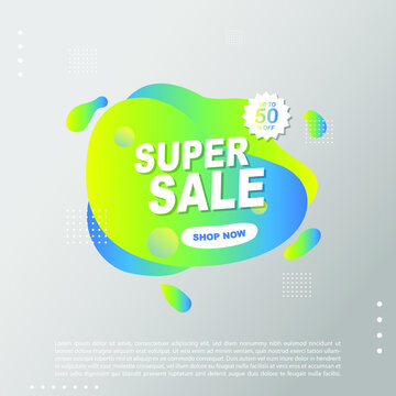 Super Sale fluid, liquid gradient Banner template Design. You Can use for Super Sale promotion. Advertising shopping flyers, discount banners