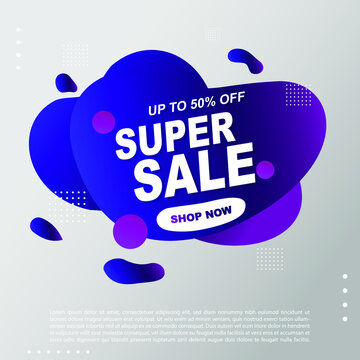 Super Sale fluid, liquid gradient Banner template Design. You Can use for Super Sale promotion. Advertising shopping flyers, discount banners