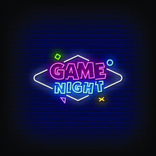 Game Night Neon Signs Style Text Vector