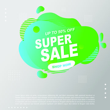 Super Sale fluid, liquid gradient Banner template Design. You Can use for Super Sale promotion. Advertising shopping flyers, discount banners