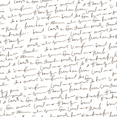 Aufkleber - Handwritten abstract text, scribbles vector seamless pattern, vector monochrome script isolated on white background