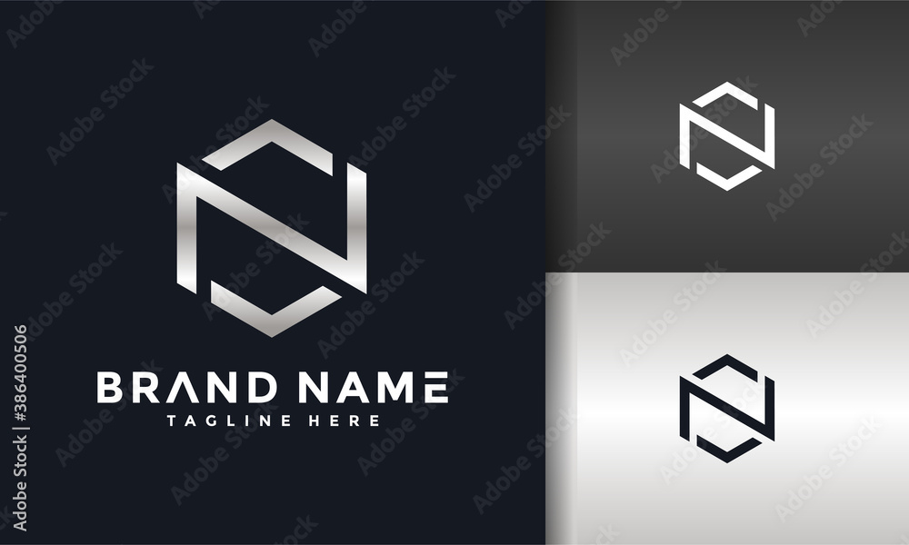 letter N hexagon logo Stock Vector | Adobe Stock
