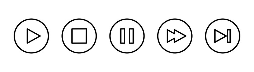 Poster - play button line icon. vector isolated media outline signs. set of black play vector icons. stock ve