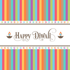 Happy Diwali greeting card with intricate calligraphy and illuminated Diwali lamp.