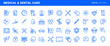 Set of flat line icons of medical and dental care. Vector concepts for website and app design and development.