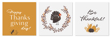 Thanksgiving Day, Pumpkin Illustration Card, Set Of Vector Cards, Autumn Collection, Turkey Vector, Costal Media Post