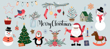 Christmas Elements Collection, Winter Seasonal Design, Vector