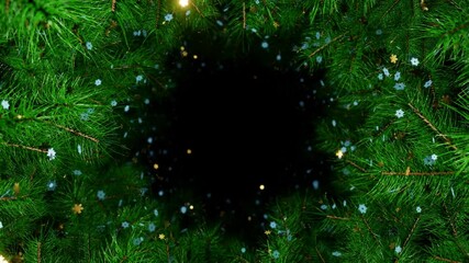 Wall Mural - new year and christmas 2026/2025 background. frozen of christmas tree branches with gold and white s