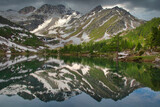 Fototapeta Krajobraz - Lake Arpy 2066m. Alps, Italy. Aosta Valley Region. HDR.