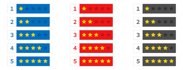 Wall Mural - rating review stars. set of yellow stars from one to five. isolated rank classification. feedback ev