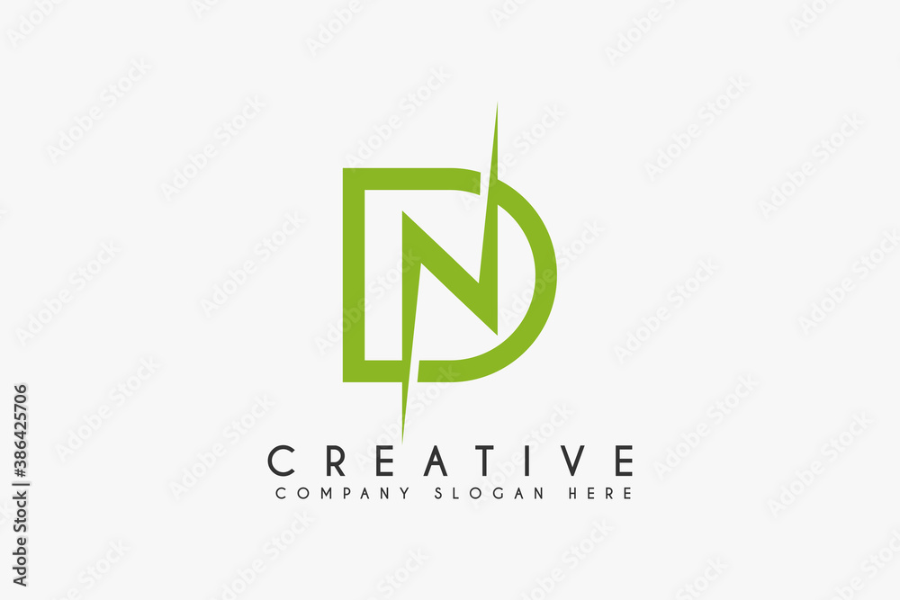 Initial letter DN logo design vector illustration. Letter DN icon. Usable for Business and Natural logos isolated on white background