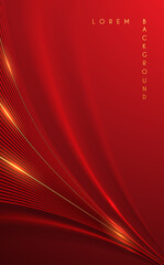 Wall Mural - Abstract red and gold lines background