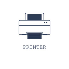 Printer icon on white background. Vector illustration in flat design. 