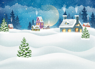 Wall Mural - Snow covered houses