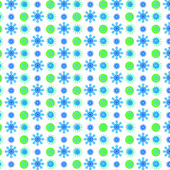 Sticker - Seamless pattern in green and blue color on white background. can be used for wrapping paper, wallpaper etc.