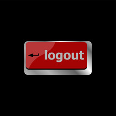 Poster - logout word on computer keyboard keys button