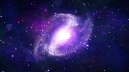 Wall Mural - Flying to Spiral Galaxy in Space Stars Floating in Space Background. Galaxy, Stars, Night, Sky, Space, Star dust, Nebula, Planets. animation For Titles, Intro, Logo Reveals, Effect. Style, Scene