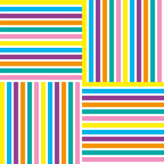 Canvas Print - geometric background of pink, yellow, orange, blue, green, purple and white stripes