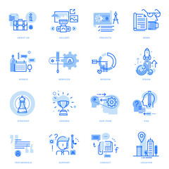 Fototapete - Set of flat line business icons. Vector concepts for website and app design and development, business presentation and marketing material.