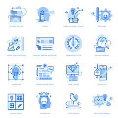 Fototapete - Set of flat line icons of graphic design and creative process. Vector concepts for website and app design and development, business presentation and marketing material.
