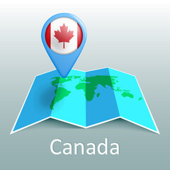 Poster - Canada. flag. North america. World Map. vector Illustration