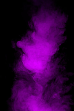 Fototapete - Purple cloud of smoke on black background