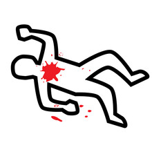 Body Outline Crime Scene Icon. Clipart Image Isolated On White Background.