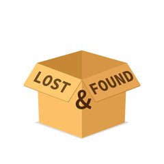 Wall Mural - Lost and found cardboard box icon. Clipart image isolated on white background.