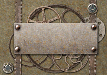 Poster - Grunge background in steampunk style