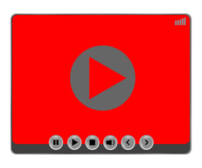 Poster - Media video player interface. Play web media player icon. Media video player isolated on white.