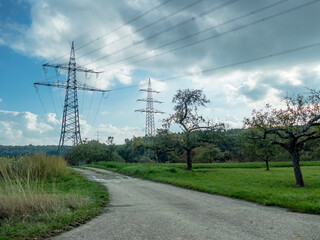 Canvas Print - Strommasten im Feld