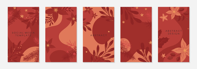 Wall Mural - bundle of christmas and happy new year insta story templates.holiday ad and promo concepts.modern ve