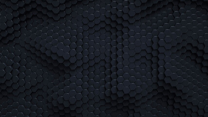 Wall Mural - Dark abstract hexagons background. 3D render.